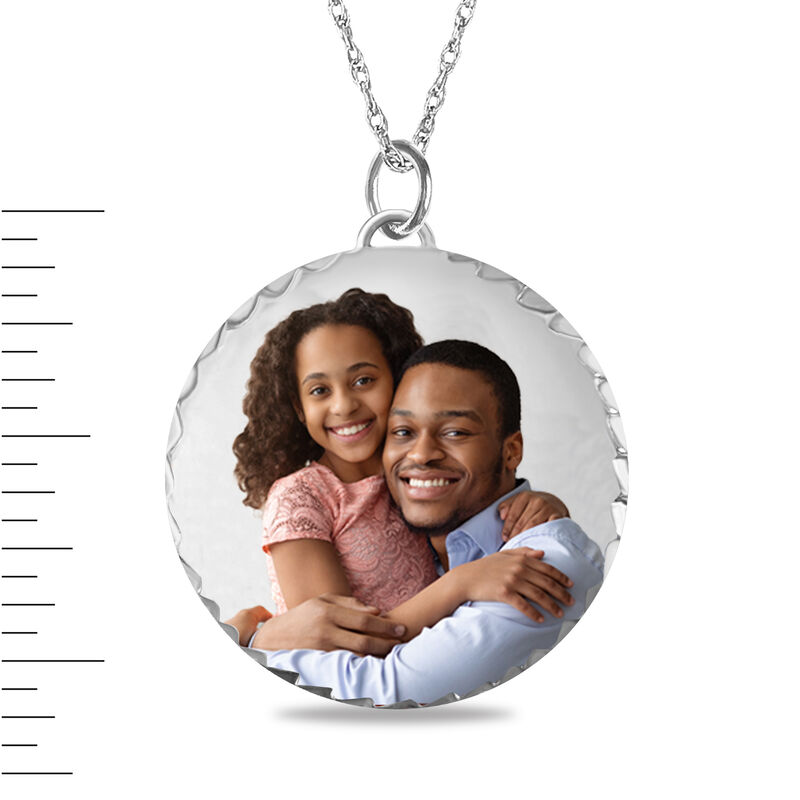 Diamond Cut Photo Round Pendant in 10k White Gold image number null